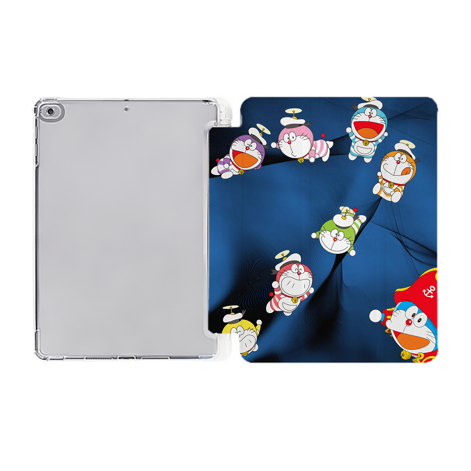 （画像用） ドラえもん Doraemon IPad ケース ペン収納付き 三つ折りスタンド PUレザー×シリコン 対応機種9.5/10.5/10.9インチ